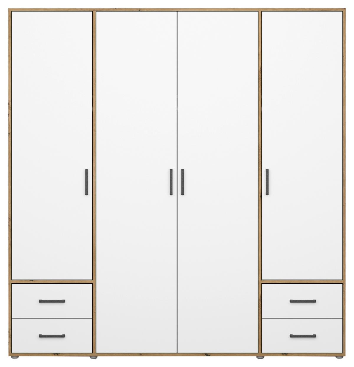 Drehtürenschrank Voyager 187 cm Balve Eiche Artisan - Weiß/Eiche Artisan, MODERN, Holzwerkstoff (187/194/53cm) - Rauch Möbel
