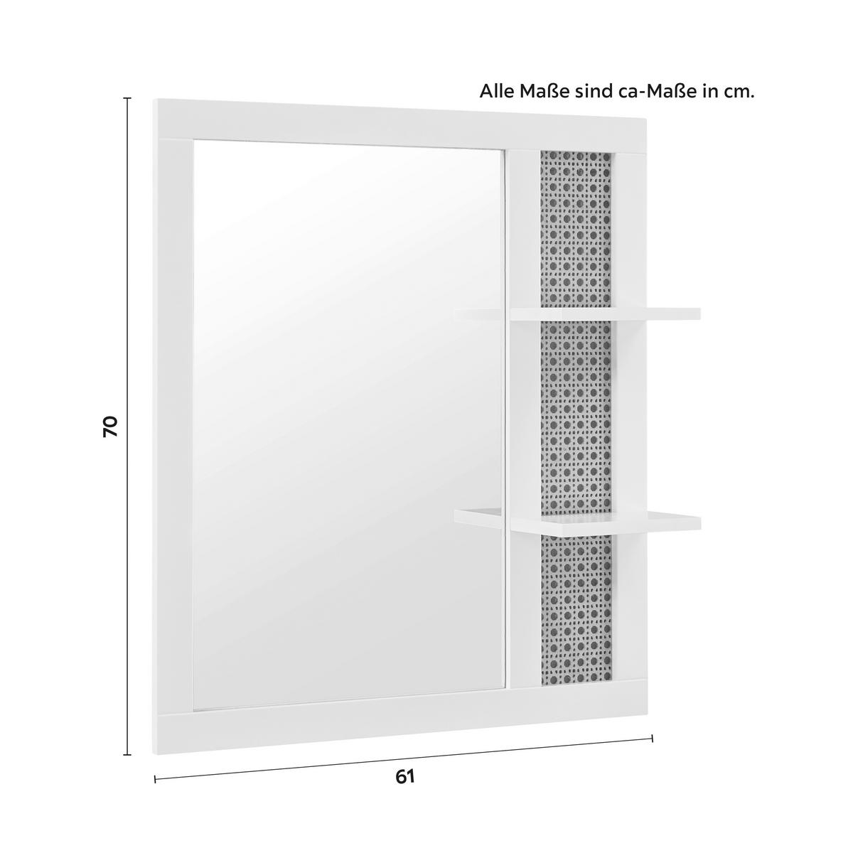 Koupelnové zrcadlo LISA bílé - bílá/přírodní barvy, Moderní, kompozitní dřevo/sklo (61/70/13cm) - Bessagi Home