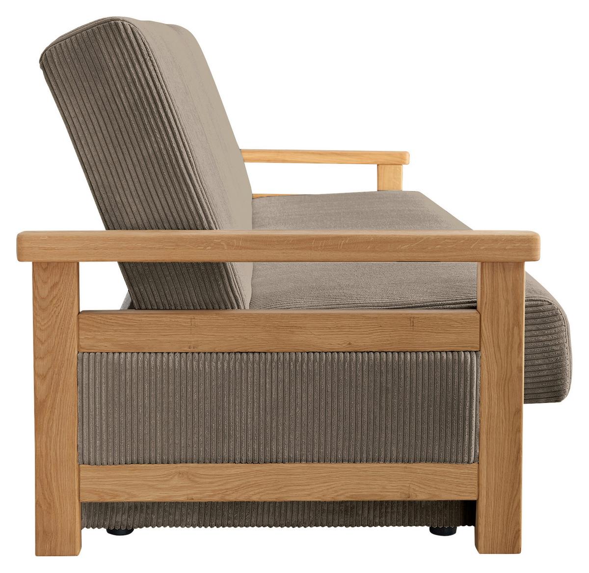 Schlafsofa Malaga Braun B: 220cm - Naturfarben/Braun, Design, Holz/Textil (220/90/90cm) - P & B