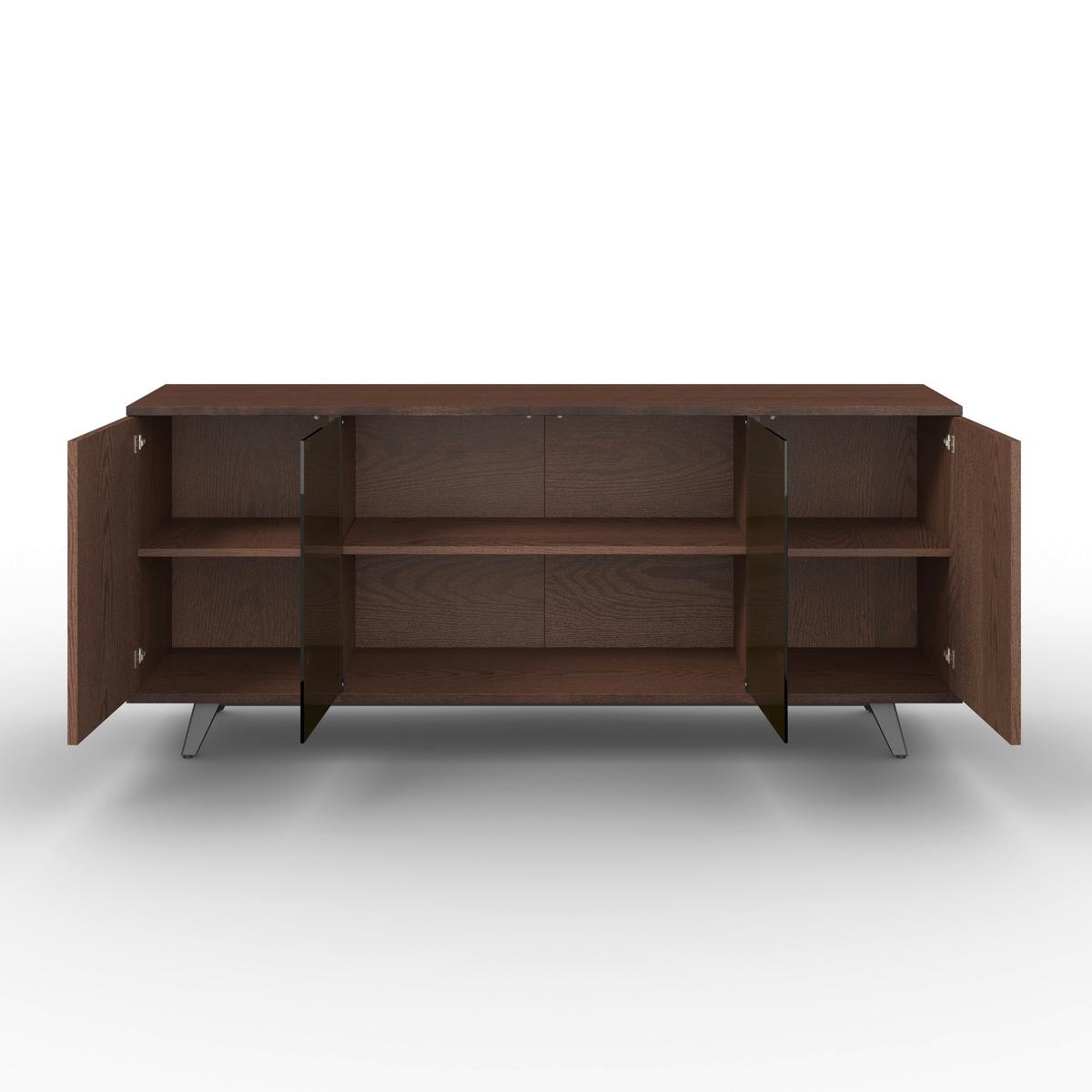 Široká komoda Zelia, š: 180 cm - černá/hnědá, Moderní, kov/dřevo (180/77/45cm) - Bessagi Home