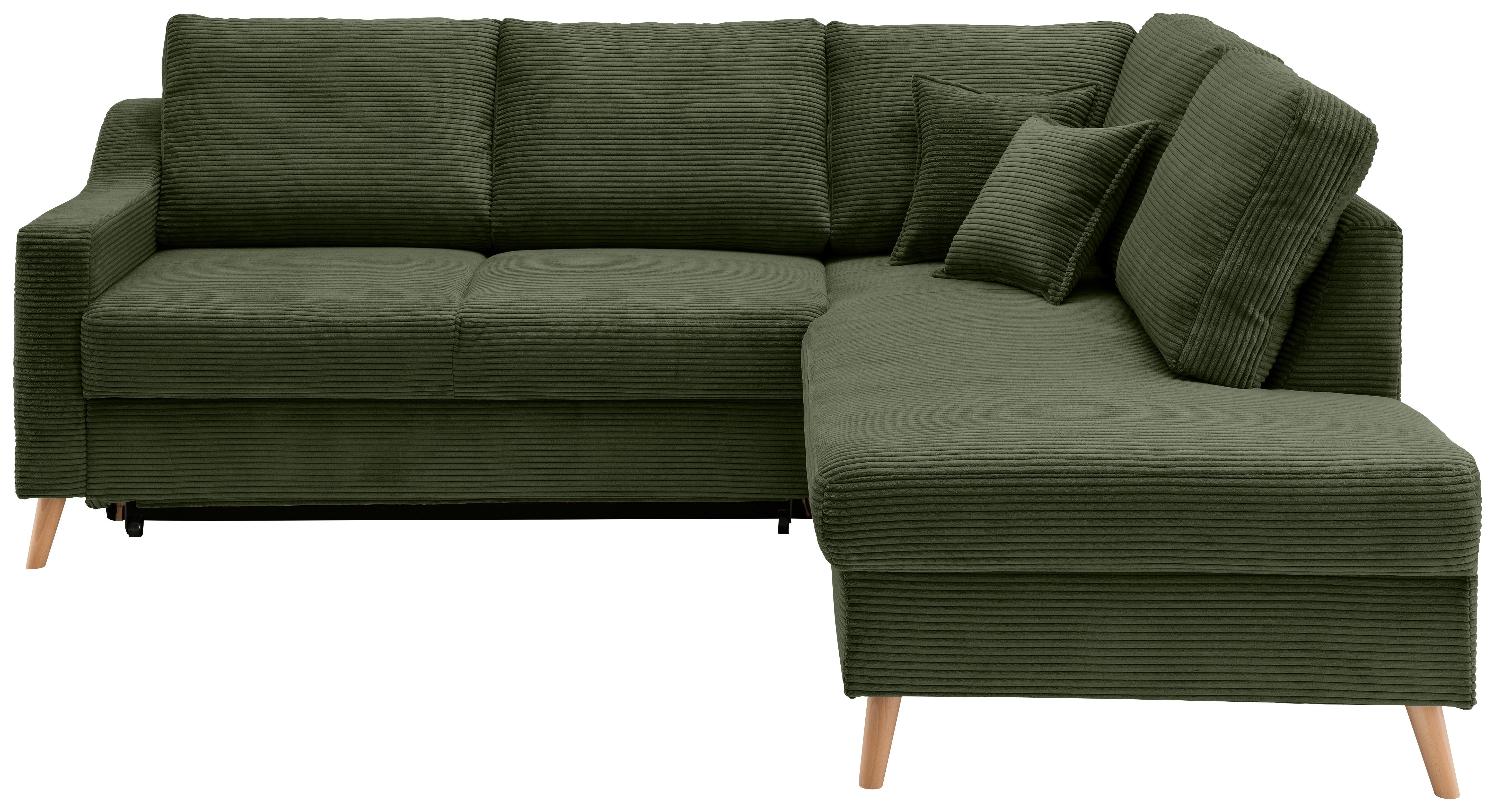 Ecksofa Valentina Dunkelgrün S: 230x200 Cm - Dunkelgrün/Naturfarben, MODERN, Textil (230/200cm) - Livetastic