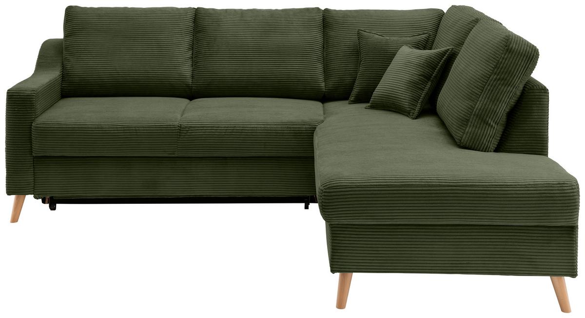 Ecksofa Valentina Dunkelgrün S: 230x200 Cm - Dunkelgrün/Naturfarben, MODERN, Textil (230/200cm) - Livetastic