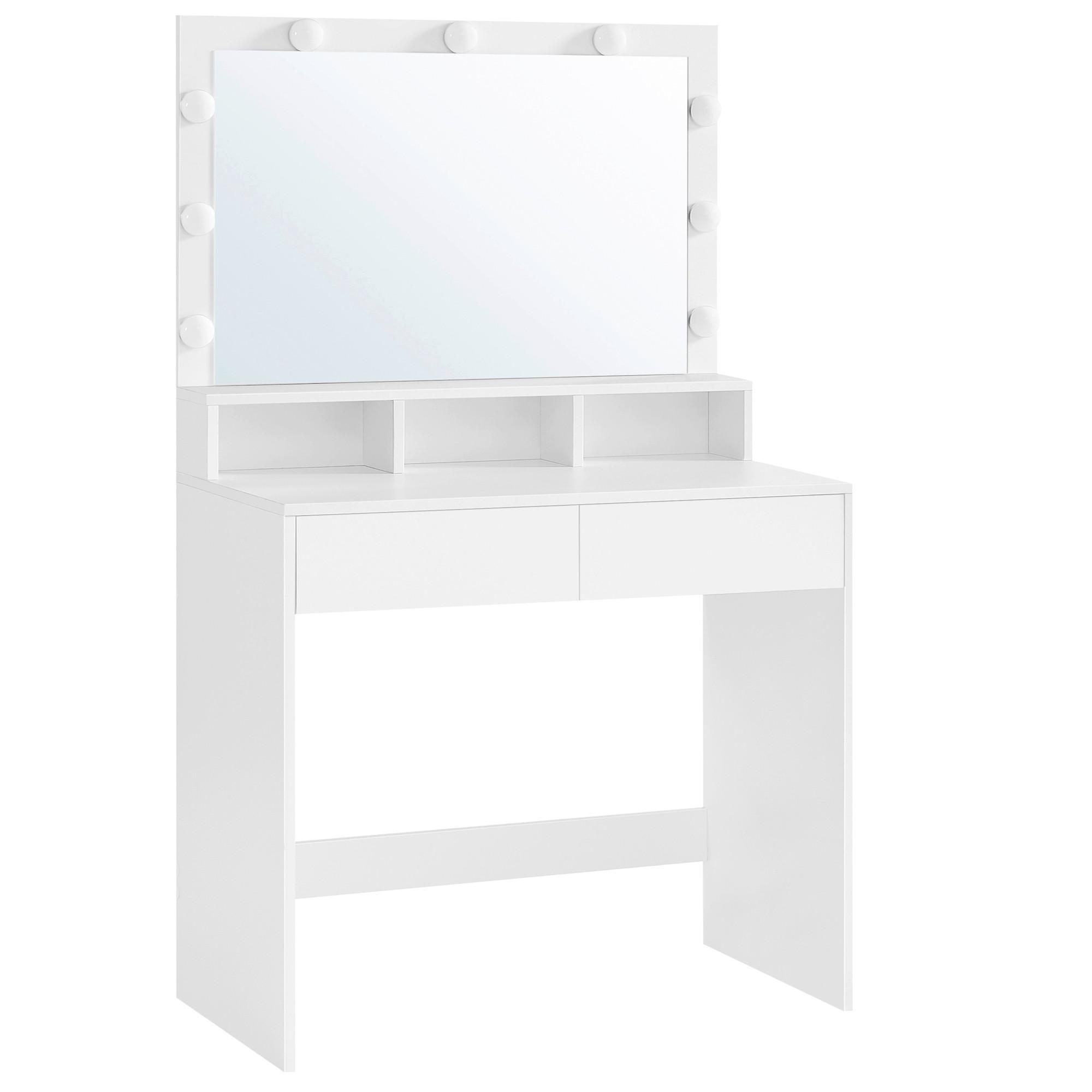 Schminktisch B: 40 Cm Weiß - Weiß, Trend, Glas/Holzwerkstoff (80/40/140cm) - Boxxx