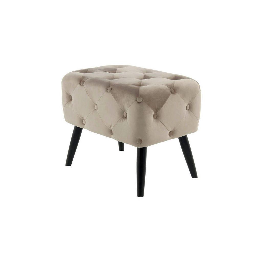 Hocker Samt Schwarz/Taupe Sitz gepolstert H: 48 cm