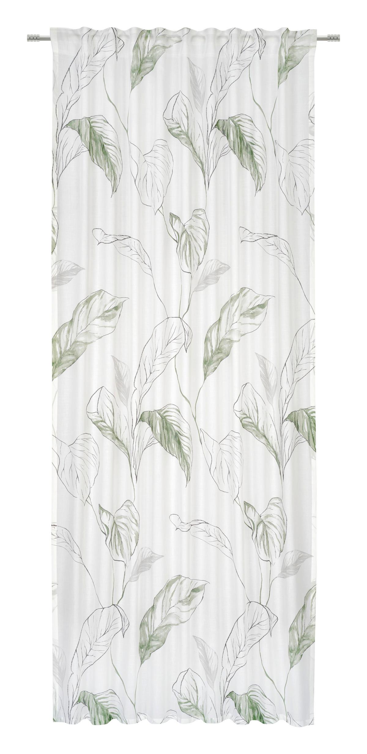 Készfüggöny Kb. 140/245cm - fehér/zöld, Lifestyle, textil (140/245cm) - Story of Nature