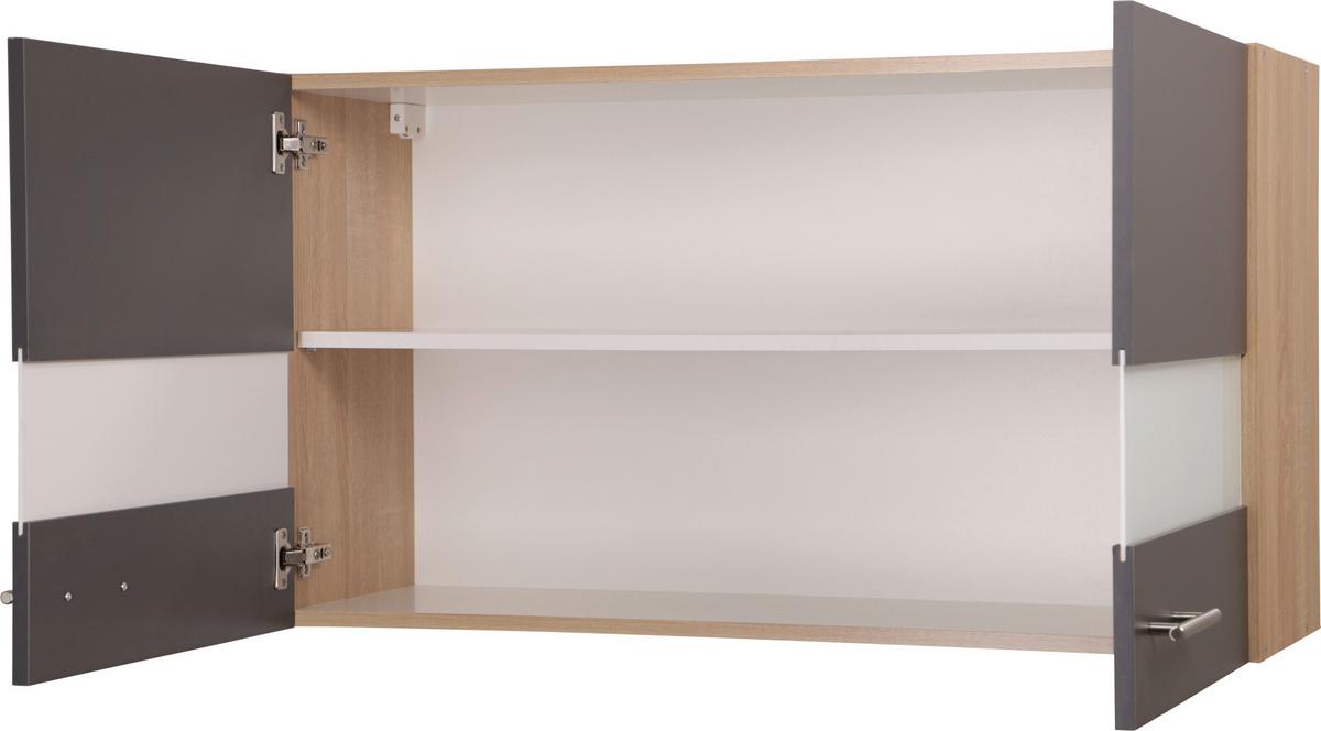 Küchenoberschrank Merle Grau/Eiche Dekor B:100cm - Eichefarben/Grau, Basics, Glas/Holzwerkstoff (100/56,1/34,6cm) - Respekta