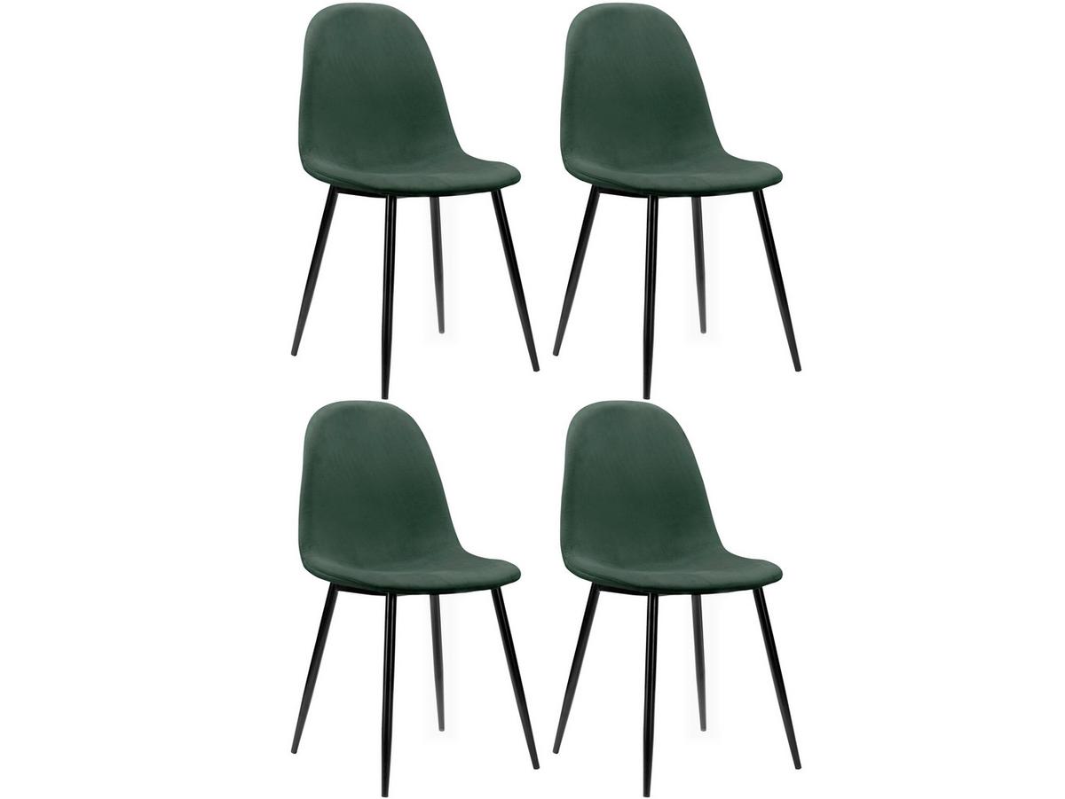 Stuhl-Set Monza Dunkelgrün B: 44cm 4--Teilig - Dunkelgrün/Schwarz, Design, Textil/Metall (44/87/51cm) - MID.YOU