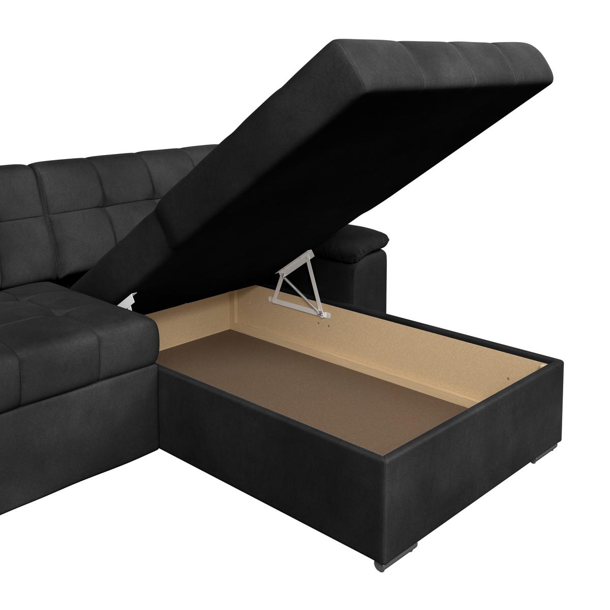 Ecksofa mit Bettkasten Bali schwarz, 257x167 cm - Schwarz, Trend, Textil (257/167cm) - Livetastic