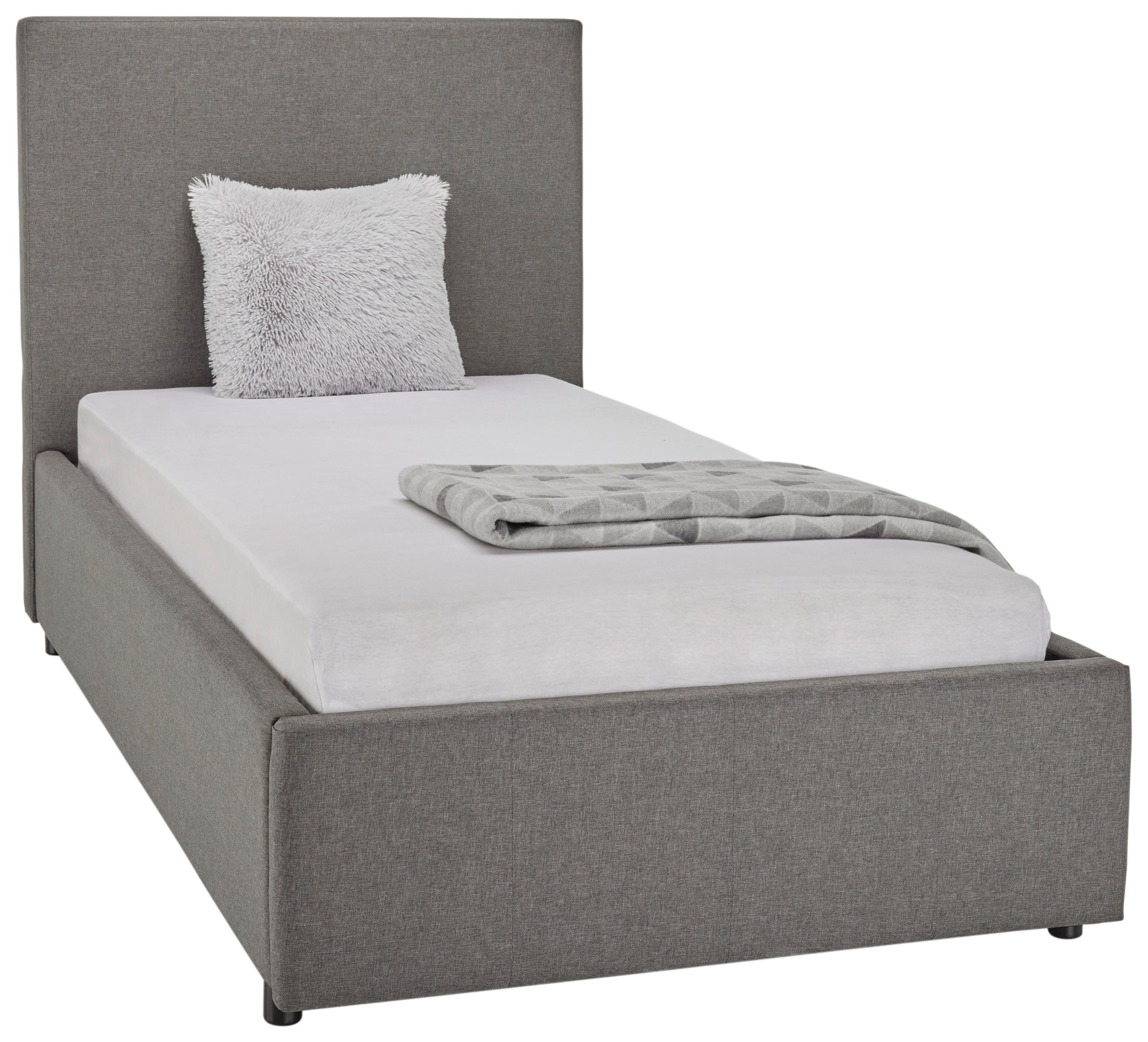 Čalouněná postel BILLY 90/200 cm, tmavě šedá - černá/tmavě šedá, Konvenční, dřevo/textil (90/200cm)