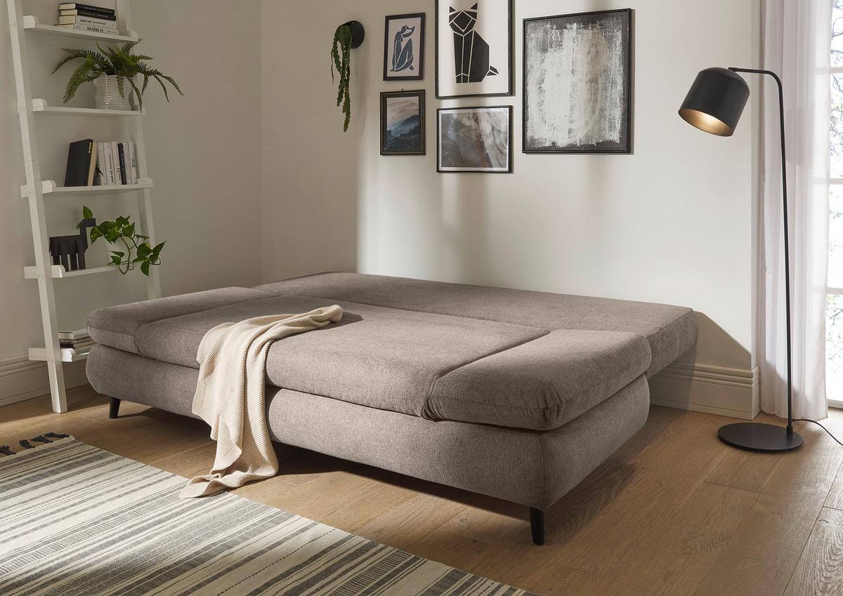 2-Sitzer-Sofa Mit Schlaffunktion Sunny B: 212 cm - Beige/Schwarz, KONVENTIONELL, Holzwerkstoff/Textil (212/88/101cm) - MID.YOU