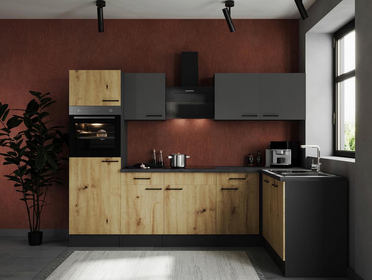 Eckküche Oliver Grau, Aritsan Dekor S: 280x172 Cm - Eiche Artisan/Grau, Design, Holzwerkstoff (280/172cm) - Respekta