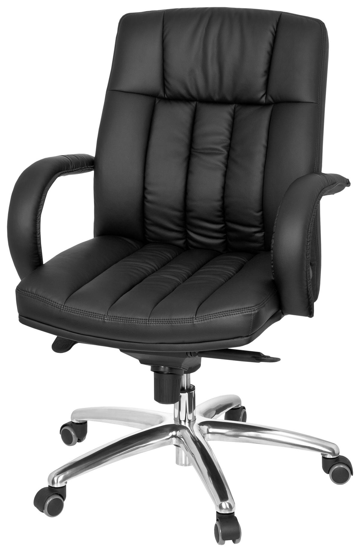 Chefsessel Xxl G 100 Lederlook Schwarz Bis 150 Kg - Silberfarben/Schwarz, Basics, Kunststoff/Textil (62/113/59cm) - MID.YOU