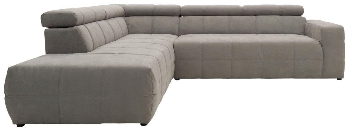 Ecksofa Mit Sitztiefen- Verstellung Brandon Silbern - Silberfarben/Schwarz, Design, Textil (228/275cm) - MID.YOU