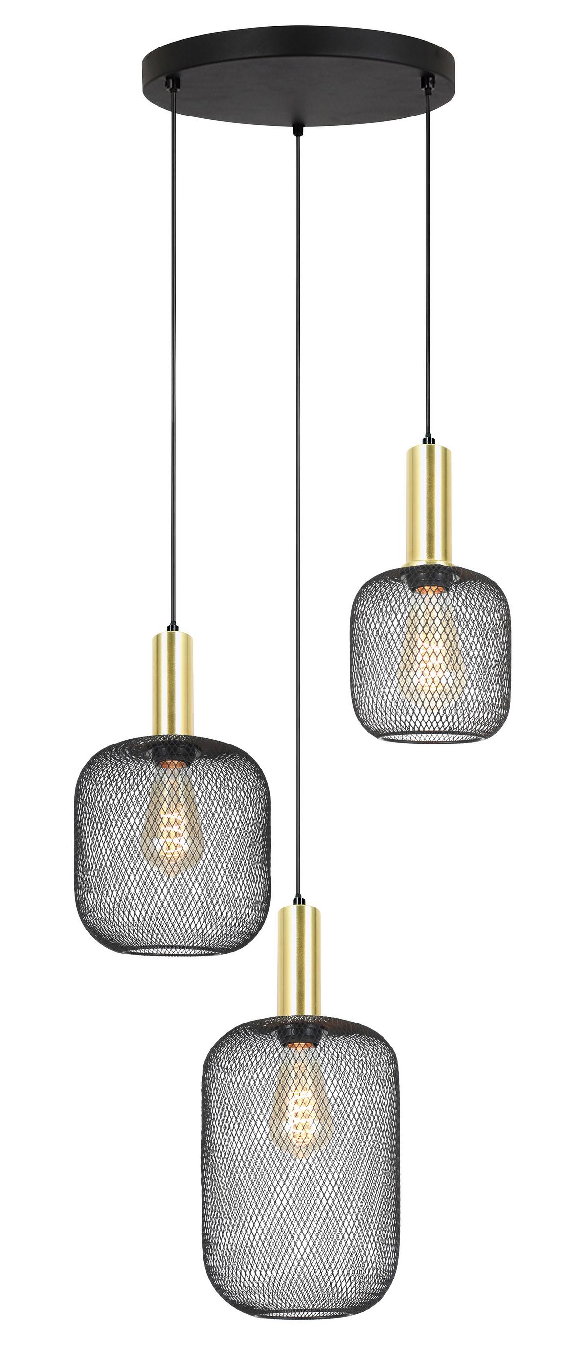 ZÁVESNÉ SVIETIDLO DRATO - čierna/zlatá, Modern, kov (39/34/120cm) - Mömax