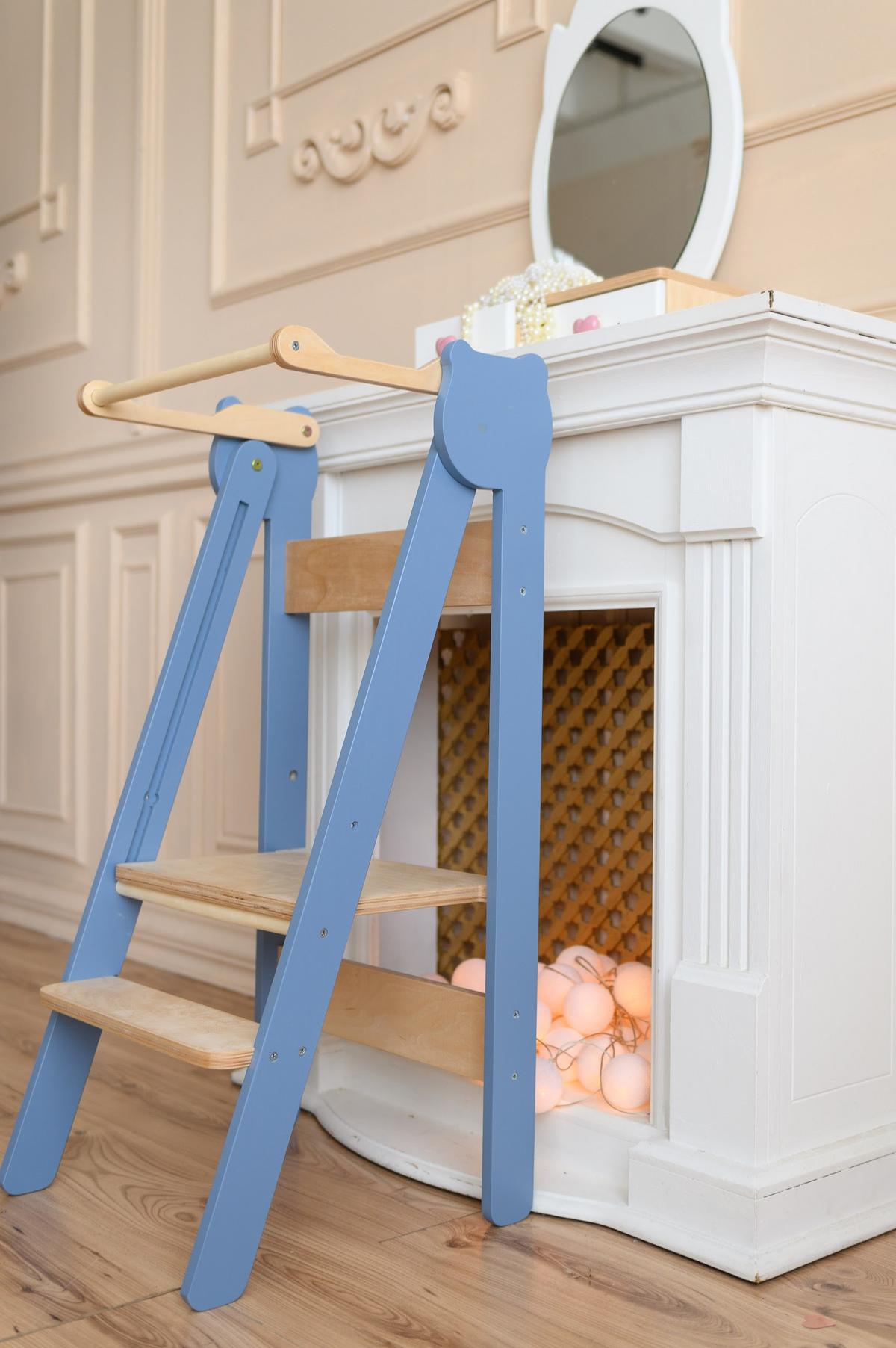 Lernturm Space Saving Blau/natur - Basics, Holz (38/90/40cm)