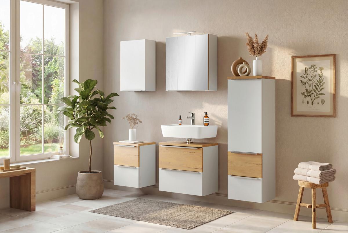 SPIEGELSCHRANK Verona Weiß B: 60cm - Weiß, Trend, Glas/Holzwerkstoff (60/64/20cm) - Held