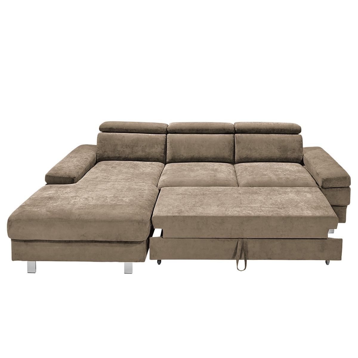 Ecksofa Elvis Schlammfarben S: 182x259 Cm - Schlammfarben/Silberfarben, KONVENTIONELL, Textil (182/259cm) - Trendmanufaktur