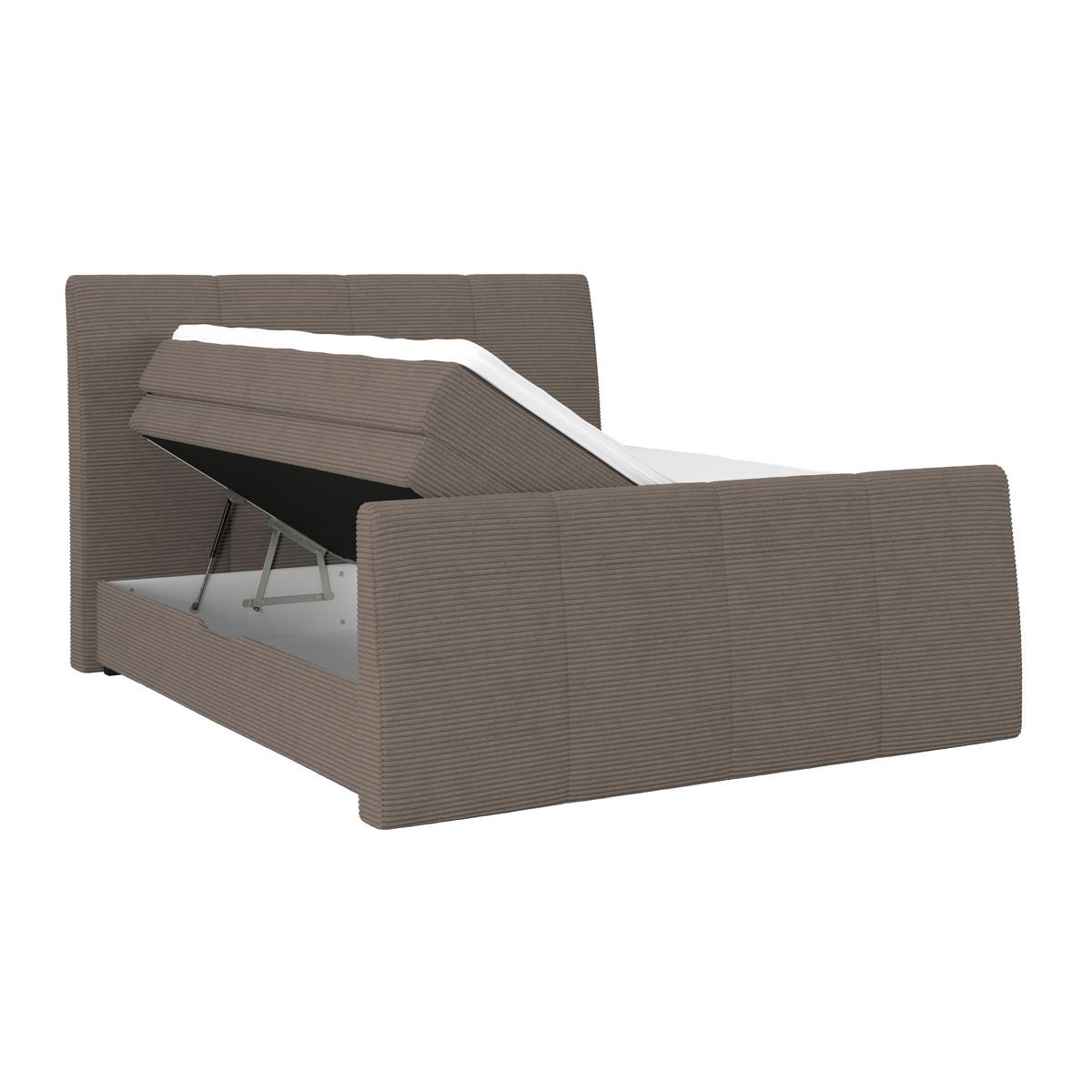 Boxspringbett Libra - Dunkelbraun/Schwarz, KONVENTIONELL, Textil (160/200cm)