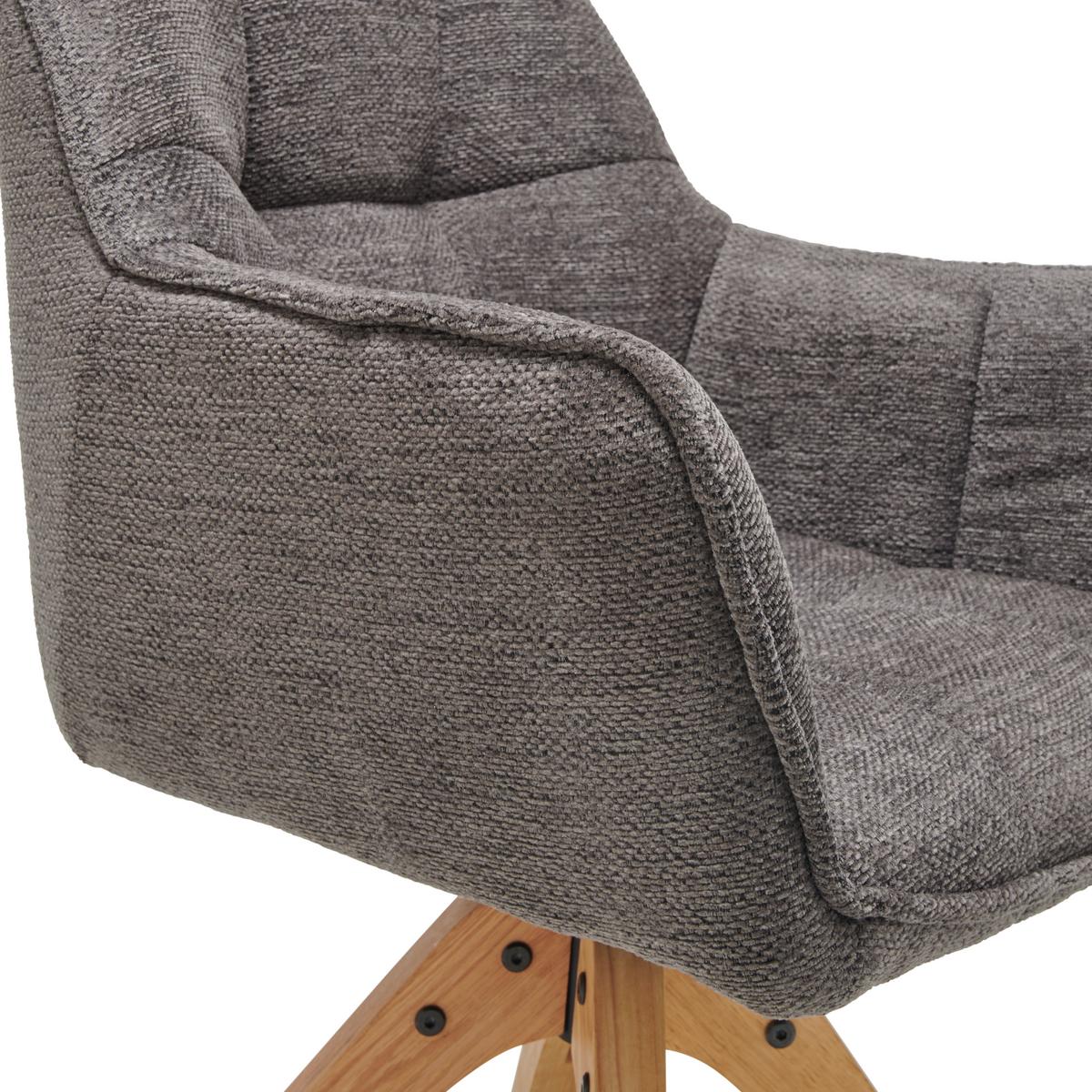 Armlehnstuhl Kerry Dunkelgrau B: 63 Cm - Dunkelgrau/Eichefarben, LIFESTYLE, Holz/Textil (63/83/61cm) - MID.YOU