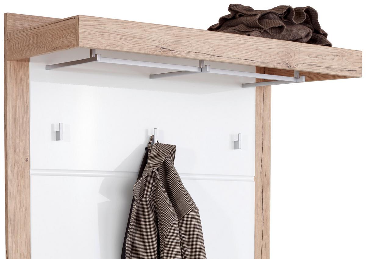 Garderobenpaneel Malta Eiche Dekor Hutablage B: 94,9 cm - Eichefarben/Weiß, MODERN, Holzwerkstoff (94,9/147,7/34cm)