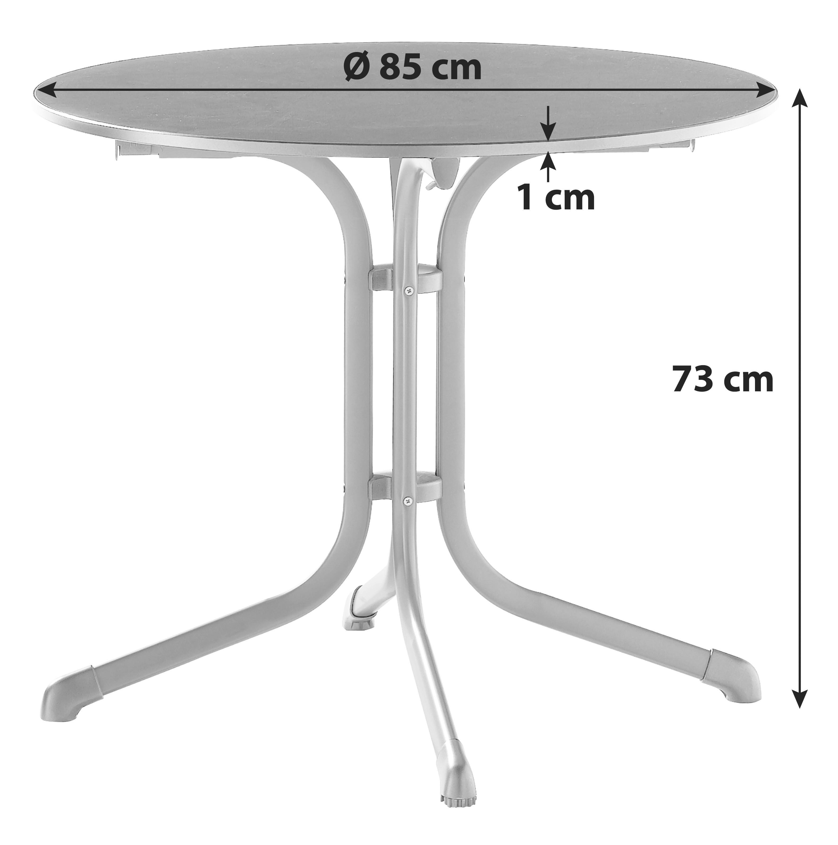 Gartentisch Klappbar Stahl L: 85cm - Anthrazit/Grau, MODERN, Holzwerkstoff/Metall (85/85/73cm) - Sieger