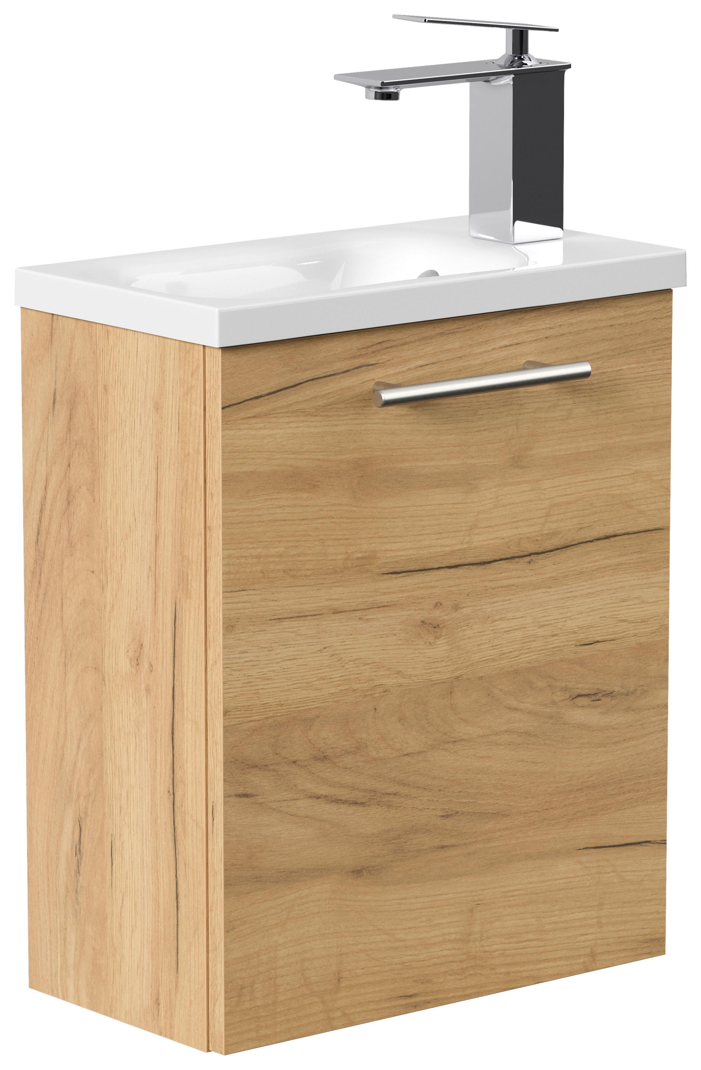 HOSŤOVSKÁ KÚPEĽŇA PIENI SLIMLINE - farba duba, Modern, kov/kompozitné drevo (40cm) - MID.YOU