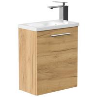 HOSŤOVSKÁ KÚPEĽŇA PIENI SLIMLINE - farba duba, Modern, kov/kompozitné drevo (40cm) - MID.YOU