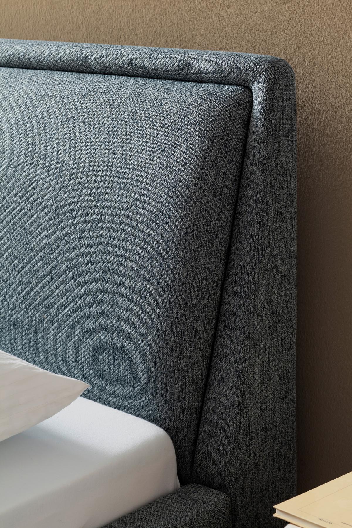 Polsterbett Frieda 180x200cm Blau - Blau/Eichefarben, KONVENTIONELL, Textil (180/200cm) - Livetastic