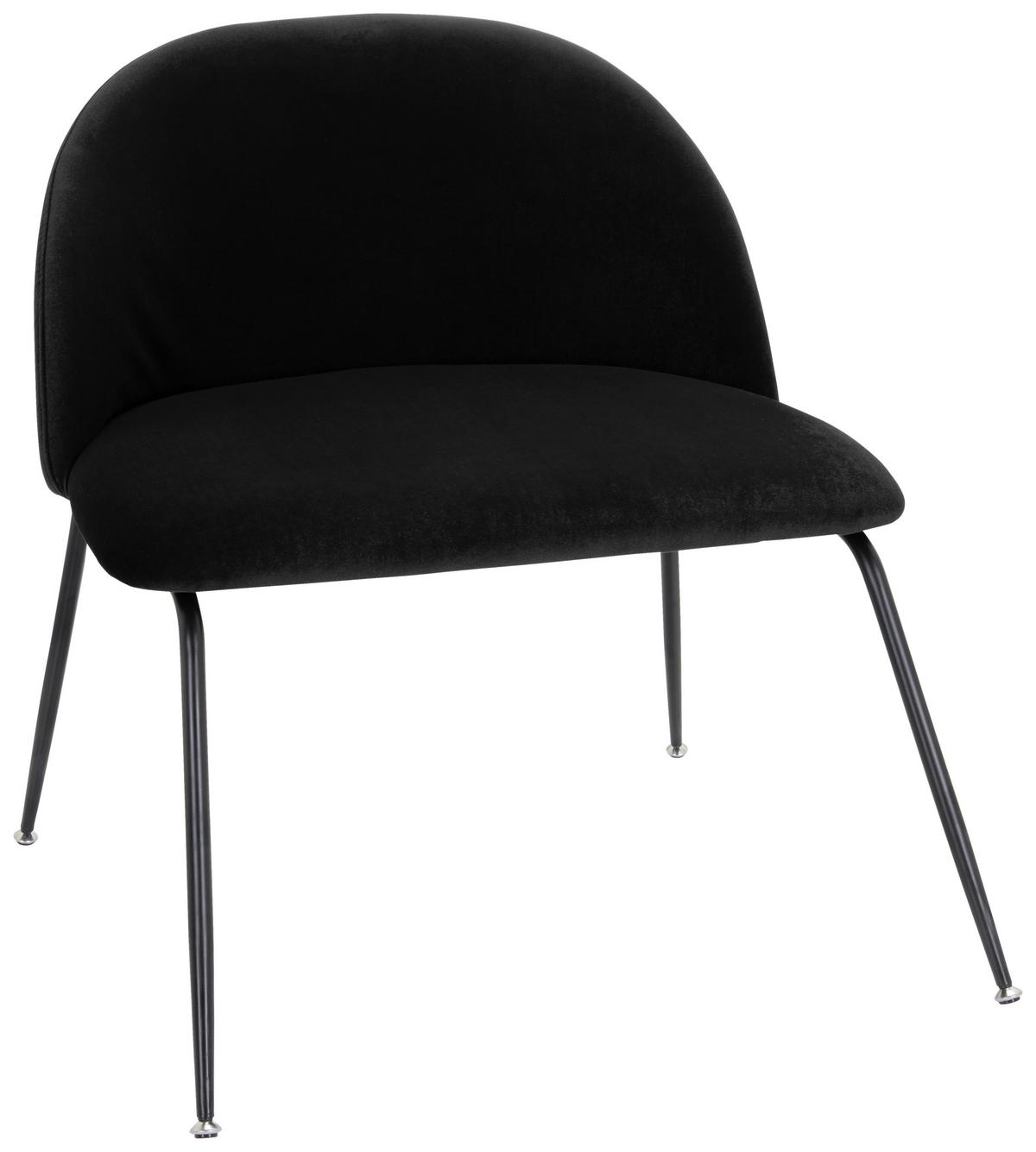 Besucherstuhl Velvo Samt Schwarz Bis 120 Kg - Schwarz, Basics, Textil/Metall (72/80/65cm) - MID.YOU