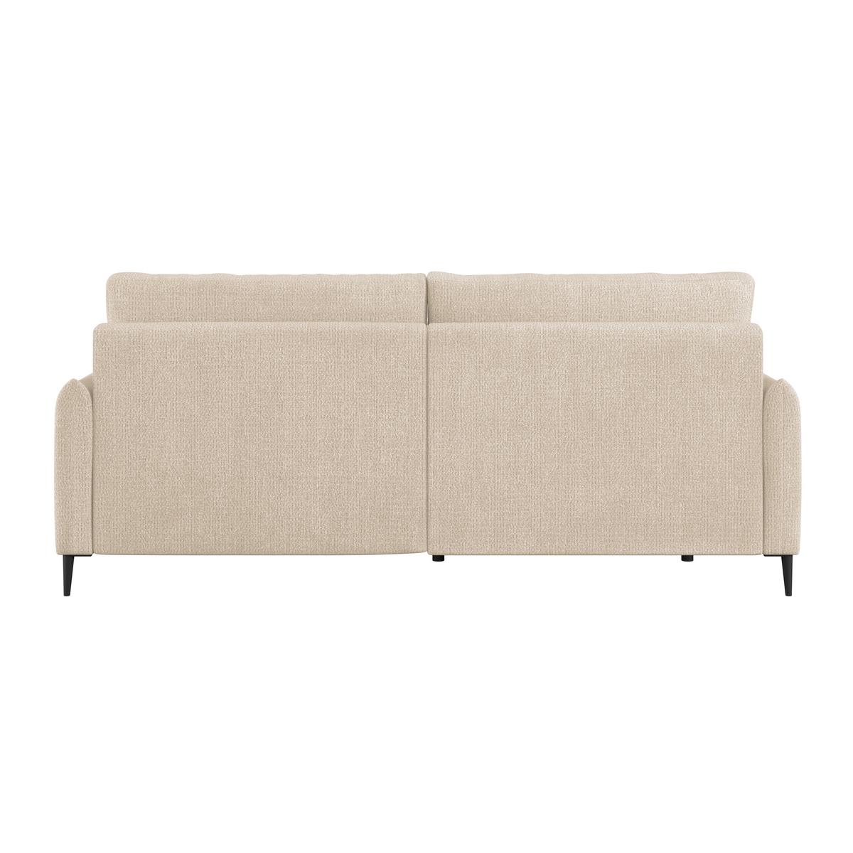 Ecksofa Polis Webstoff beige, 221x142cm - Beige/Schwarz, Trend, Textil (221/142cm) - Ondega