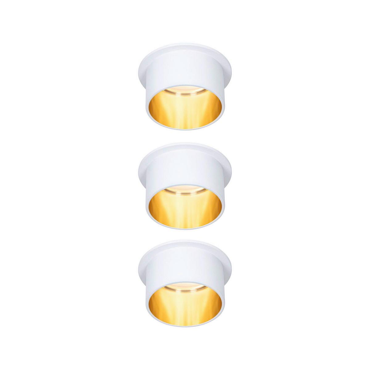 Deckenleuchte 3er-Set Ø 6,8 cm 3-Flammig, dimmbar - Goldfarben/Weiß, Basics, Metall (6,8/3,3cm) - Paulmann