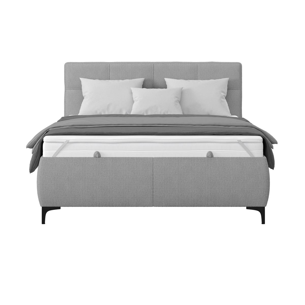 Polsterbett Zeni 140 - Silberfarben/Schwarz, KONVENTIONELL, Holz/Textil (140/200cm)