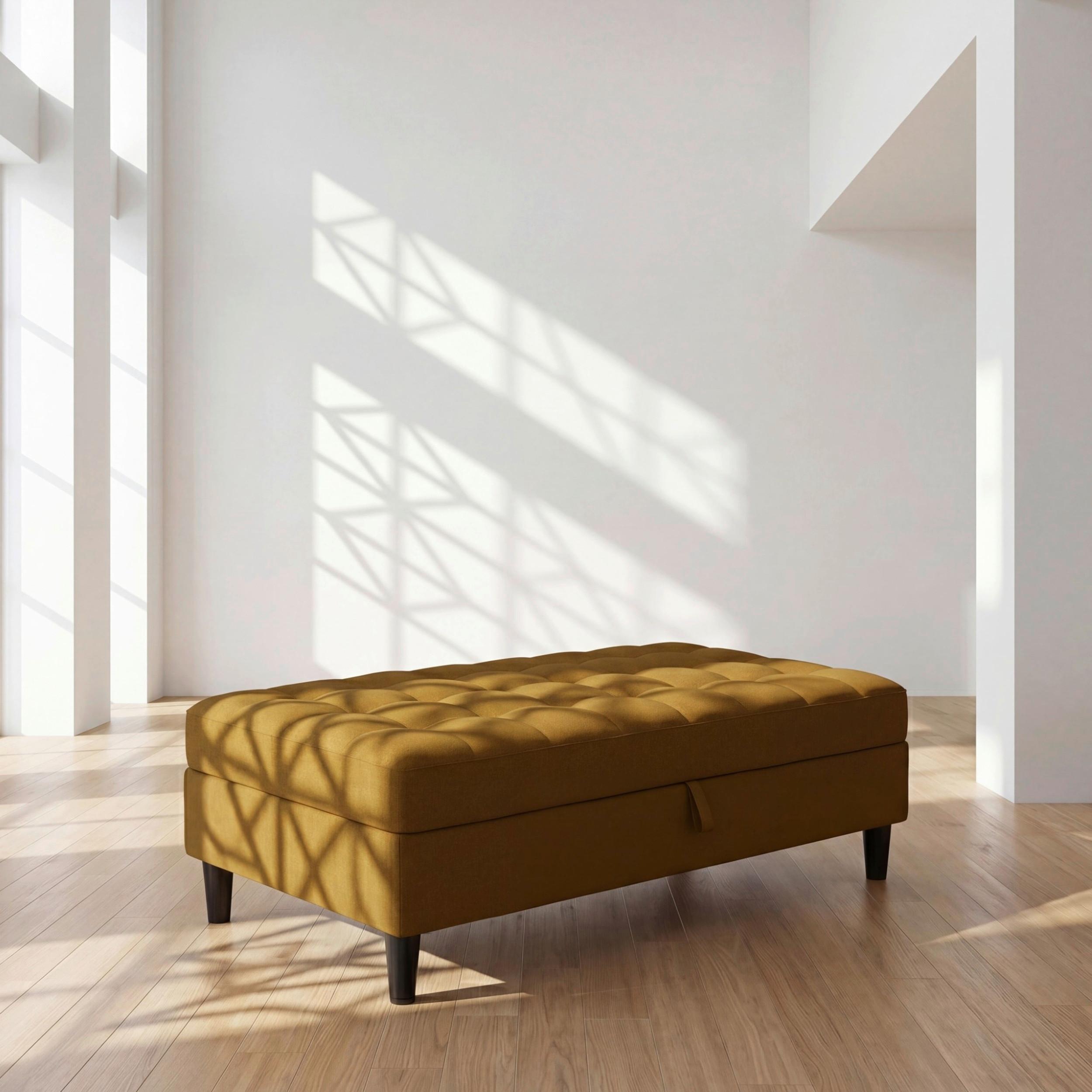 Hocker Palermo Currygelb, mit Stauraum - Currygelb/Schwarz, Basics, Textil (130/43/69cm) - Livetastic