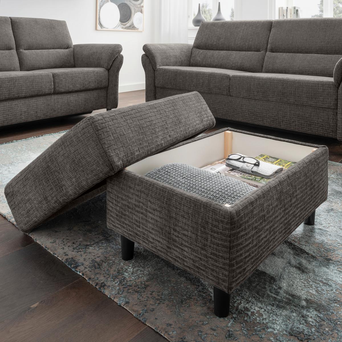 Hocker Cavoli, Graubraun B: 76 - Graubraun/Schwarz, MODERN, Textil (76/46/55cm) - Livetastic