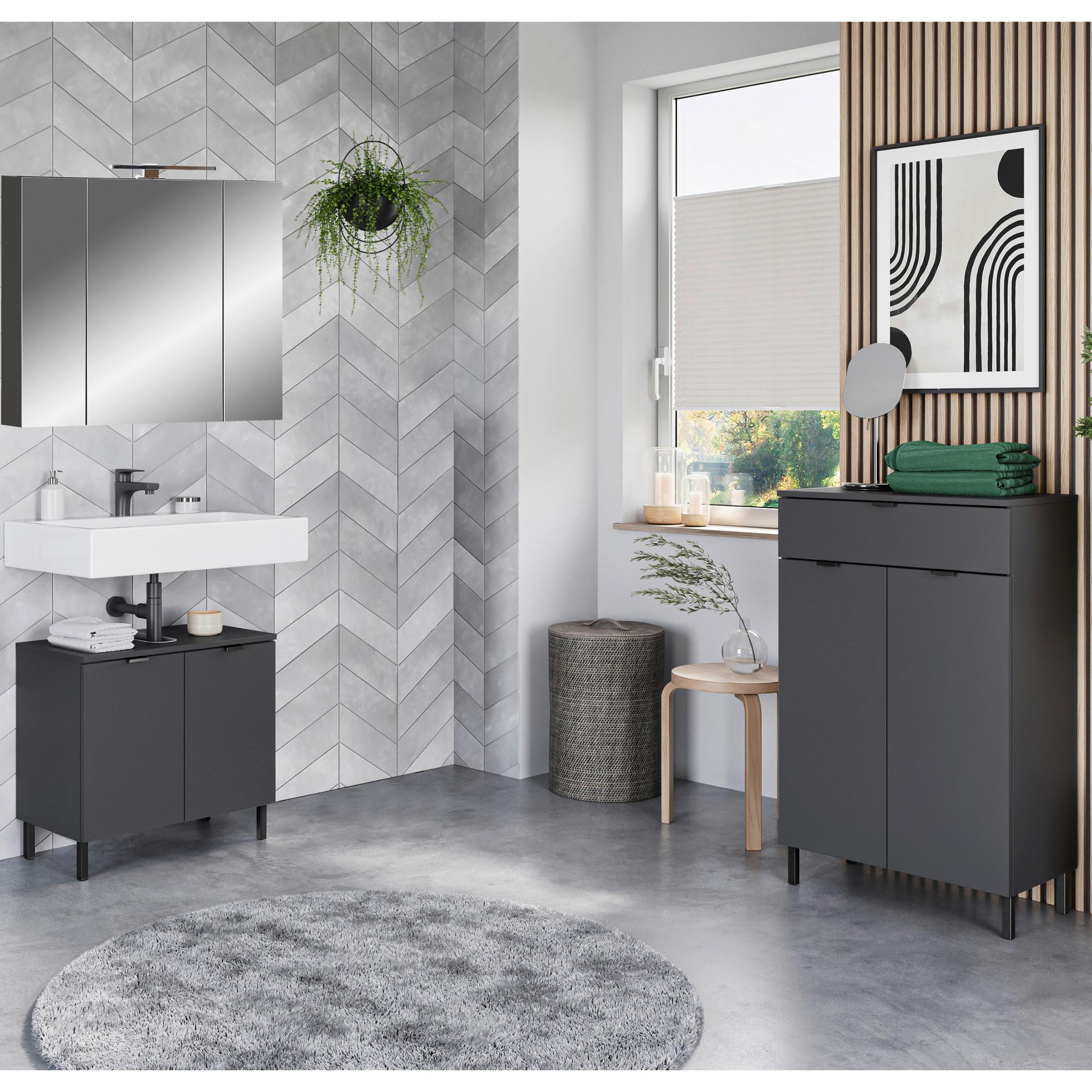 Badezimmer Arcena Graphitfarben 3-teilig - Schwarz/Graphitfarben, MODERN, Holzwerkstoff (136cm) - Germania