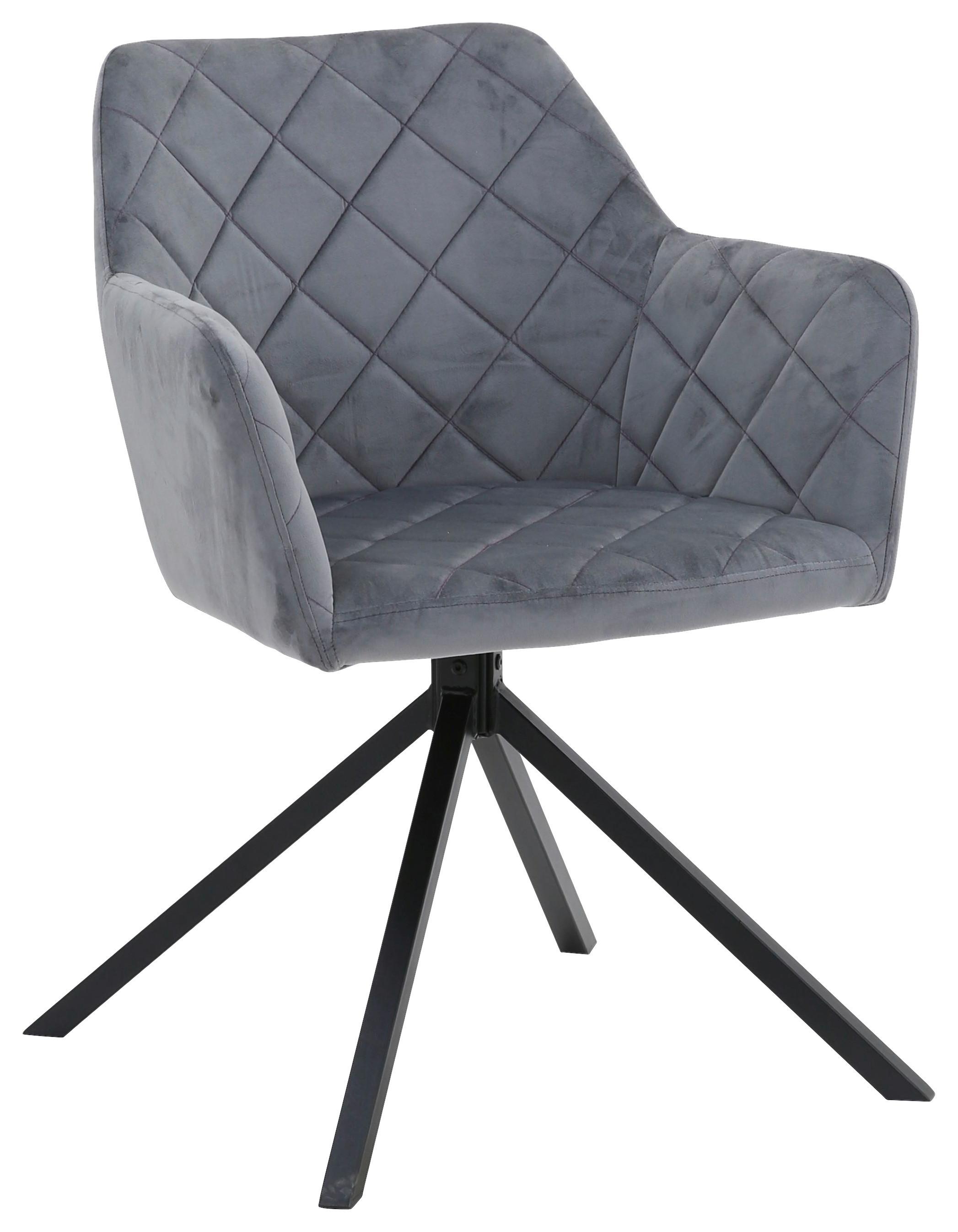 Stuhl Patti Hellgrau, Sitzfl. 360° drehbar - Hellgrau/Schwarz, KONVENTIONELL, Textil/Metall (58/81/54cm)