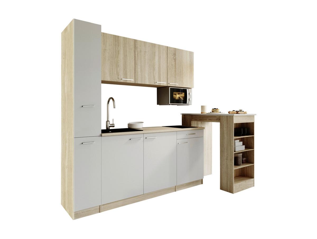KÜCHENBLOCK Ingrid, Weiß B: 180 cm - Eichefarben/Weiß, Design, Holzwerkstoff (180cm) - Respekta
