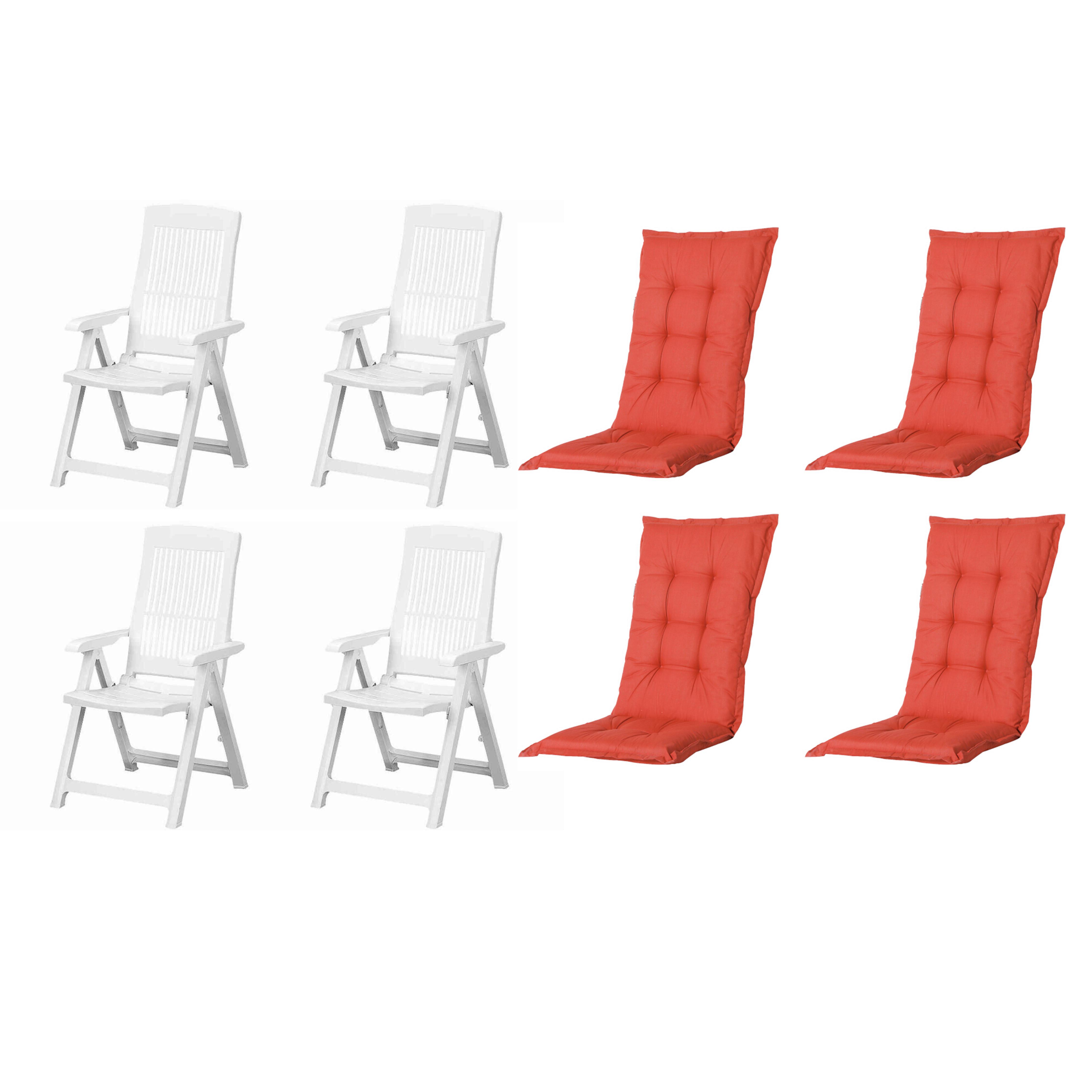 Gartenstuhl-Set Tampa+auflagen Set - Rot/Weiß, MODERN, Kunststoff/Textil (44/111/50cm) - Gardenson