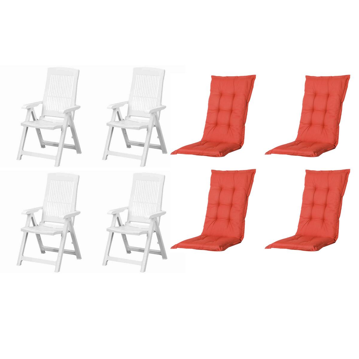 Gartenstuhl-Set Tampa+auflagen Set - Rot/Weiß, MODERN, Kunststoff/Textil (44/111/50cm) - Gardenson