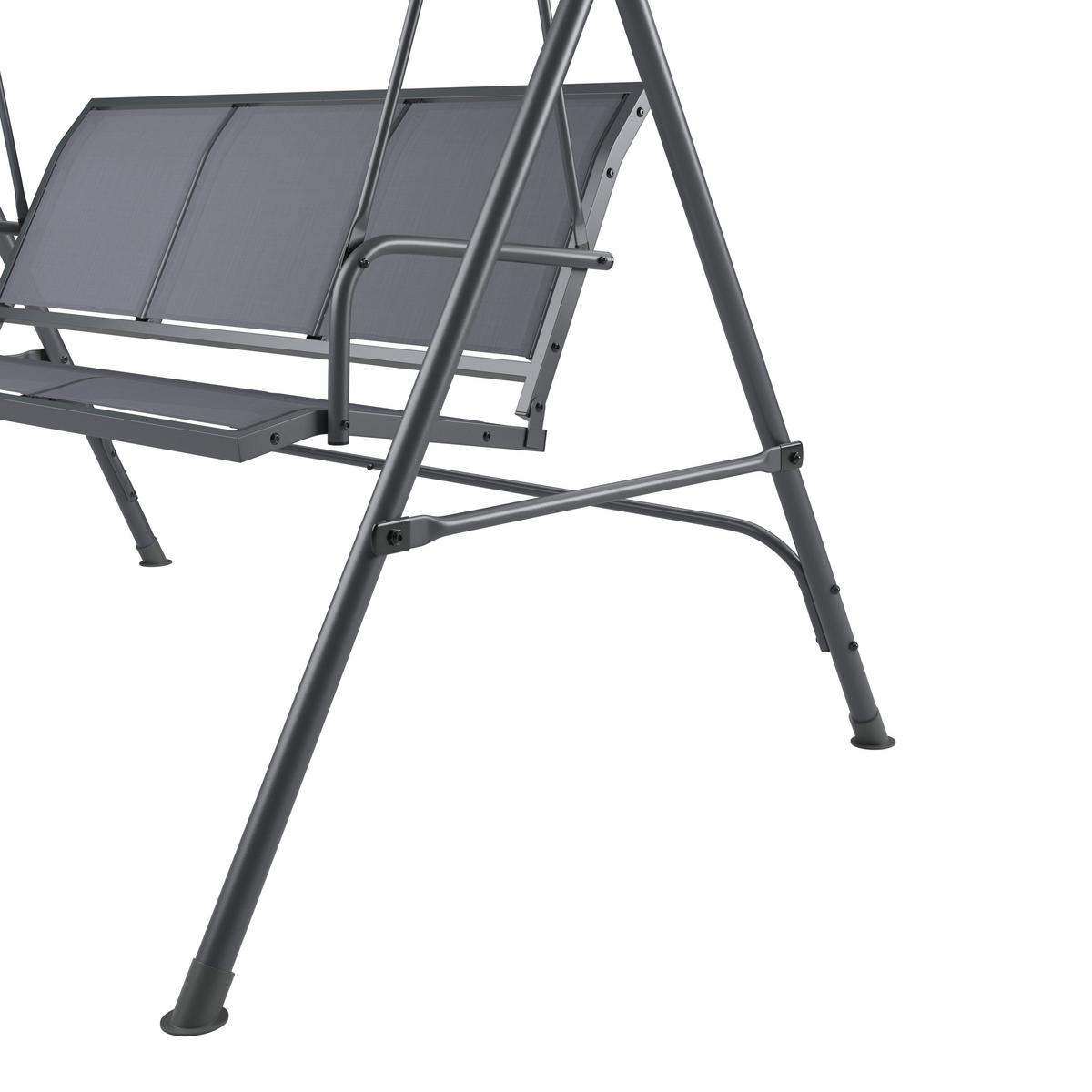 Hollywoodschaukel Kerstin - Dunkelgrau, MODERN, Textil/Metall (118/170/153cm) - Beldano