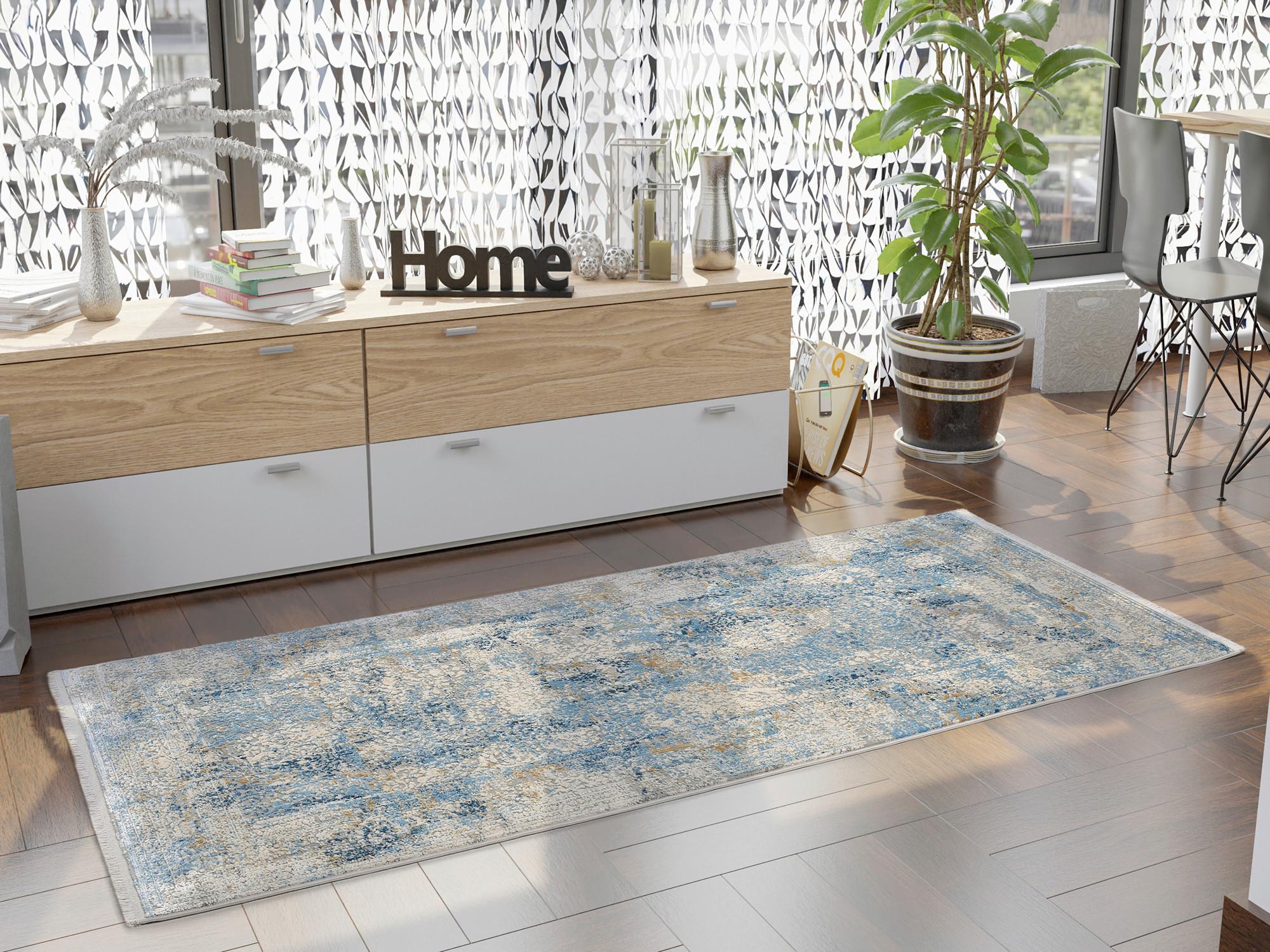 Teppich Läufer Multicolor Avignon 80x250 cm - Blau/Grau, Design, Textil (80/250cm) - Dieter Knoll