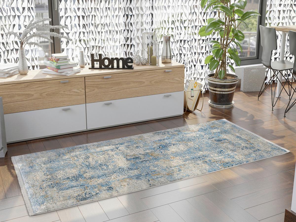 Teppich Läufer Multicolor Avignon 80x250 cm - Blau/Grau, Design, Textil (80/250cm) - Dieter Knoll