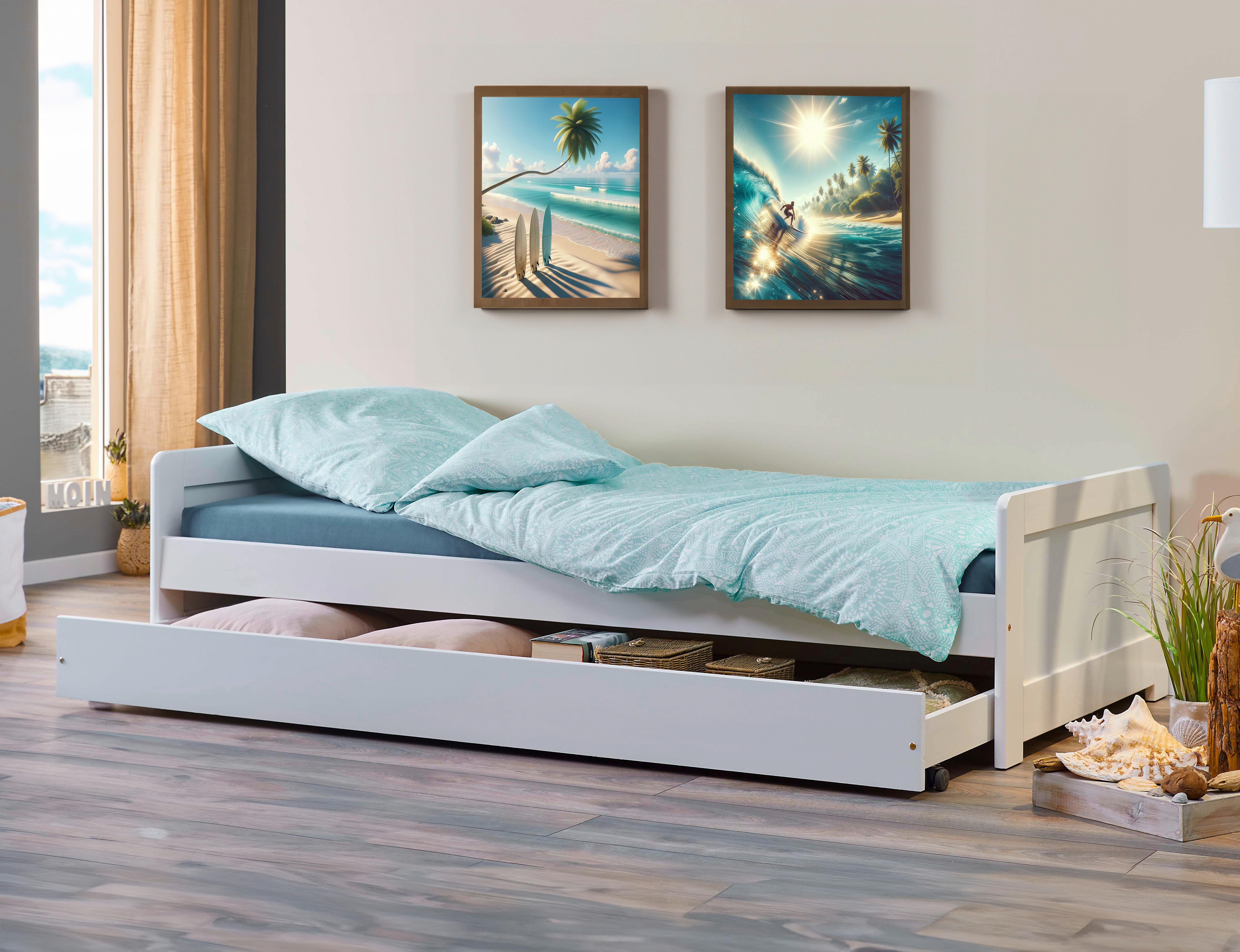 Ausziehbett Surf - Weiß/Naturfarben, MODERN, Holz (90/190cm) - MID.YOU