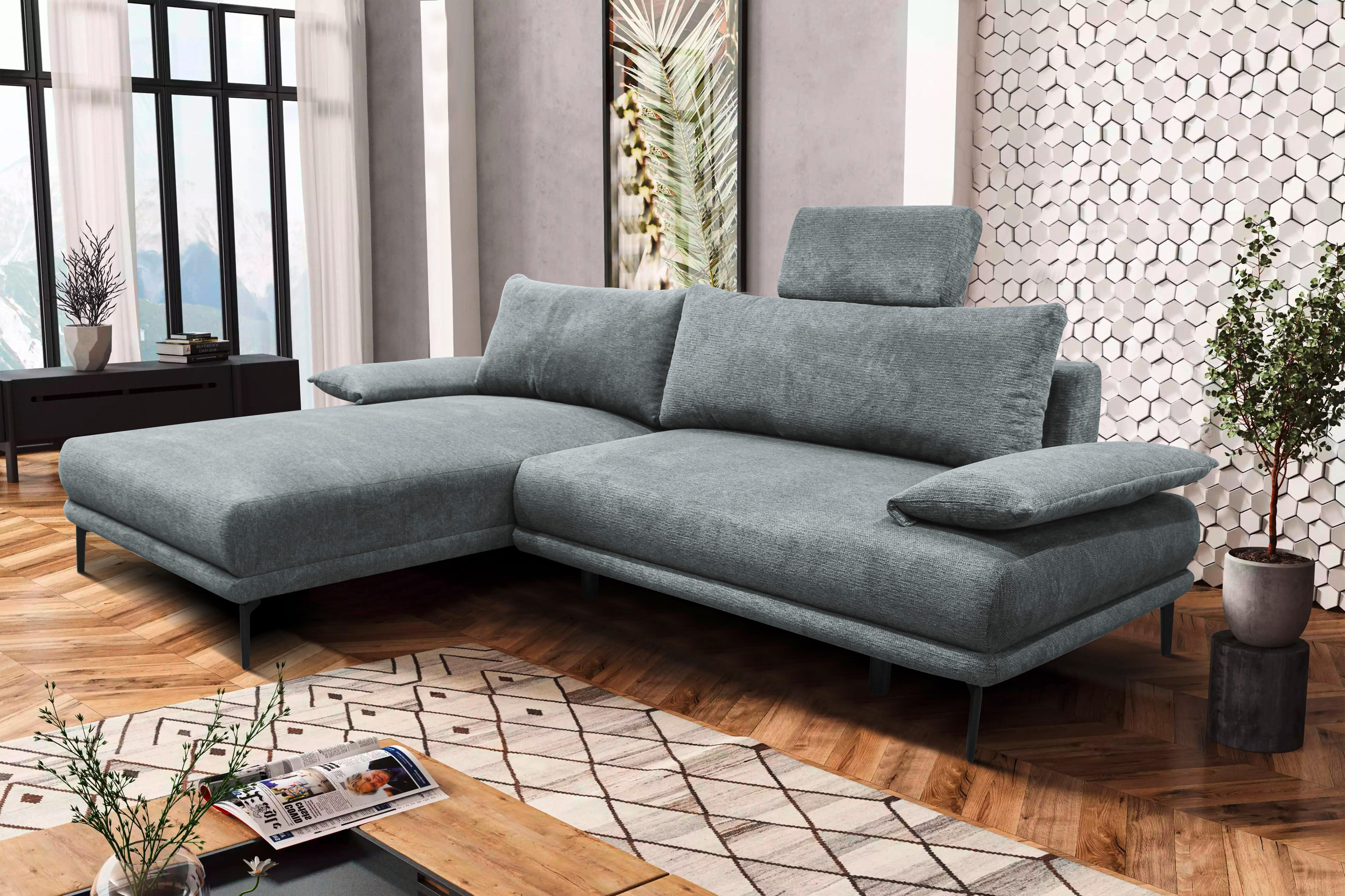 Ecksofa mit Bettkasten Lagacy 192x260 cm Webstoff Grau - Schwarz/Grau, Design, Textil (192/260cm) - MID.YOU
