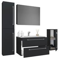 Badezimmer Badinos 5-Teilig Schwarz B: 80 cm - Schwarz/Weiß, MODERN, Keramik/Holzwerkstoff (147cm) - MID.YOU