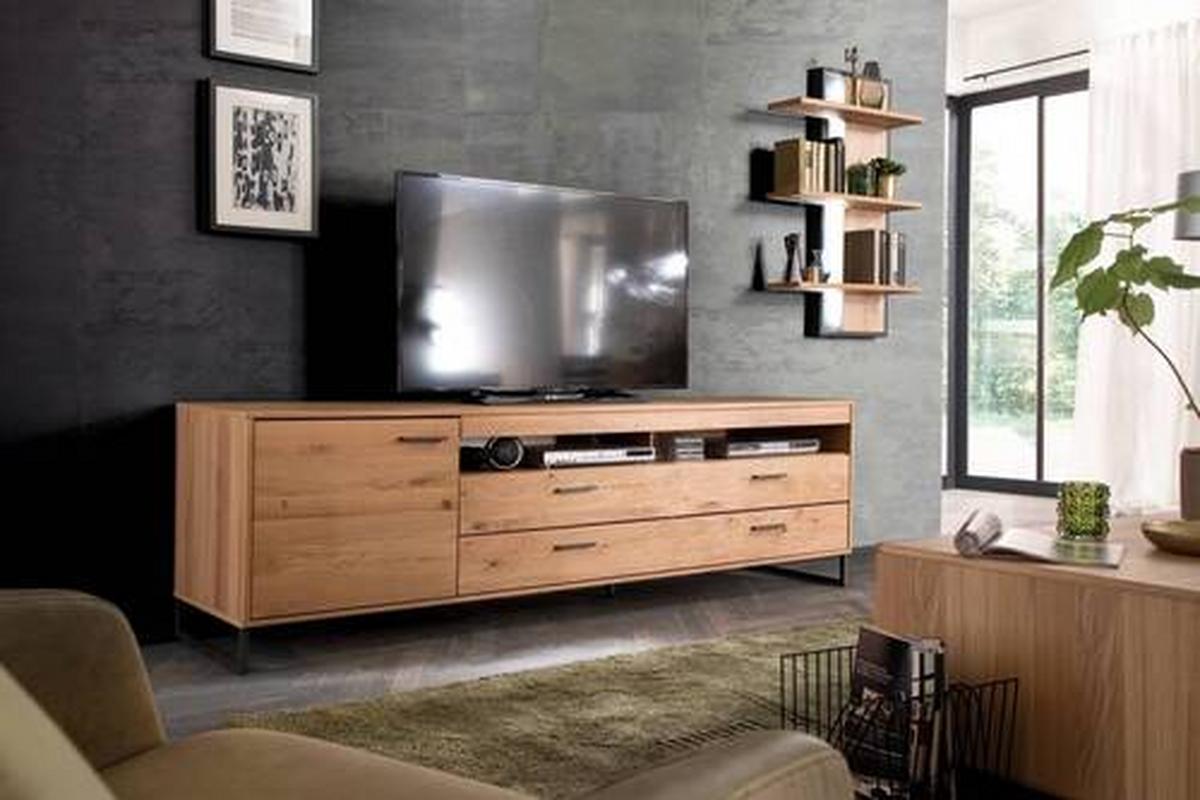 TV-Element Portland B: 224 cm Eiche Dekor - Eichefarben/Schwarz, Design, Holz/Holzwerkstoff (224/67/50cm) - Livetastic