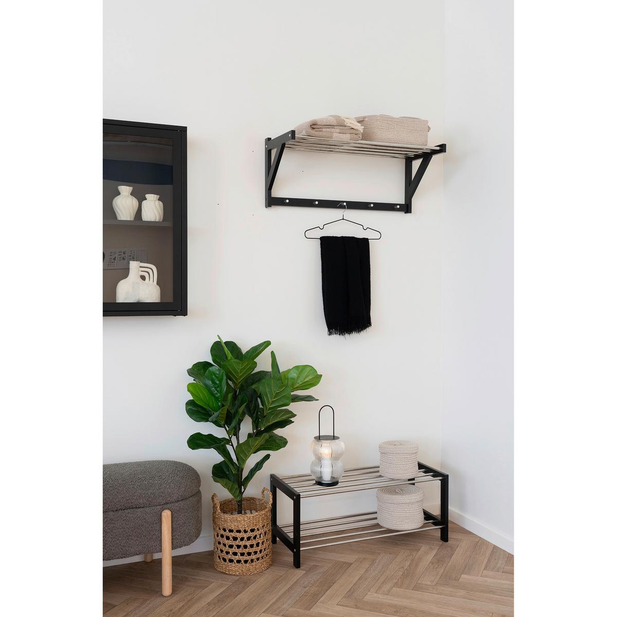 Hutablage Padova Schwarz, B/H/T: 32x34x78cm - Silberfarben/Schwarz, Basics, Holz/Metall (32/34/78cm)