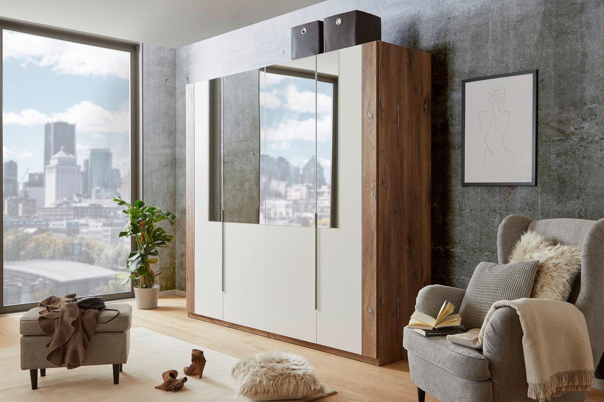 Skříň s otočnymi dveřmi COMPLETE-BP- - bílá/barvy dubu, Konvenční, kompozitní dřevo/plast (228/215/60cm)