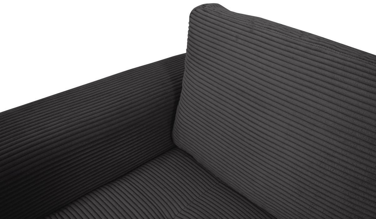 Souprava U MALTE, pravá, šedý manšestr - šedá/černá, Moderní, textil/plast (155/305/178cm) - Based