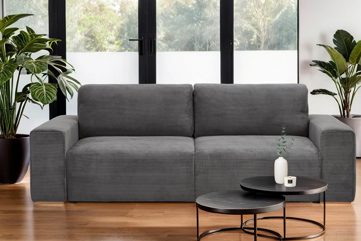 Schlafsofa Vouge Grau Bettkasten, B: 255 Cm - Buchefarben/Schwarz, KONVENTIONELL, Textil (255/86/123cm) - Livetastic